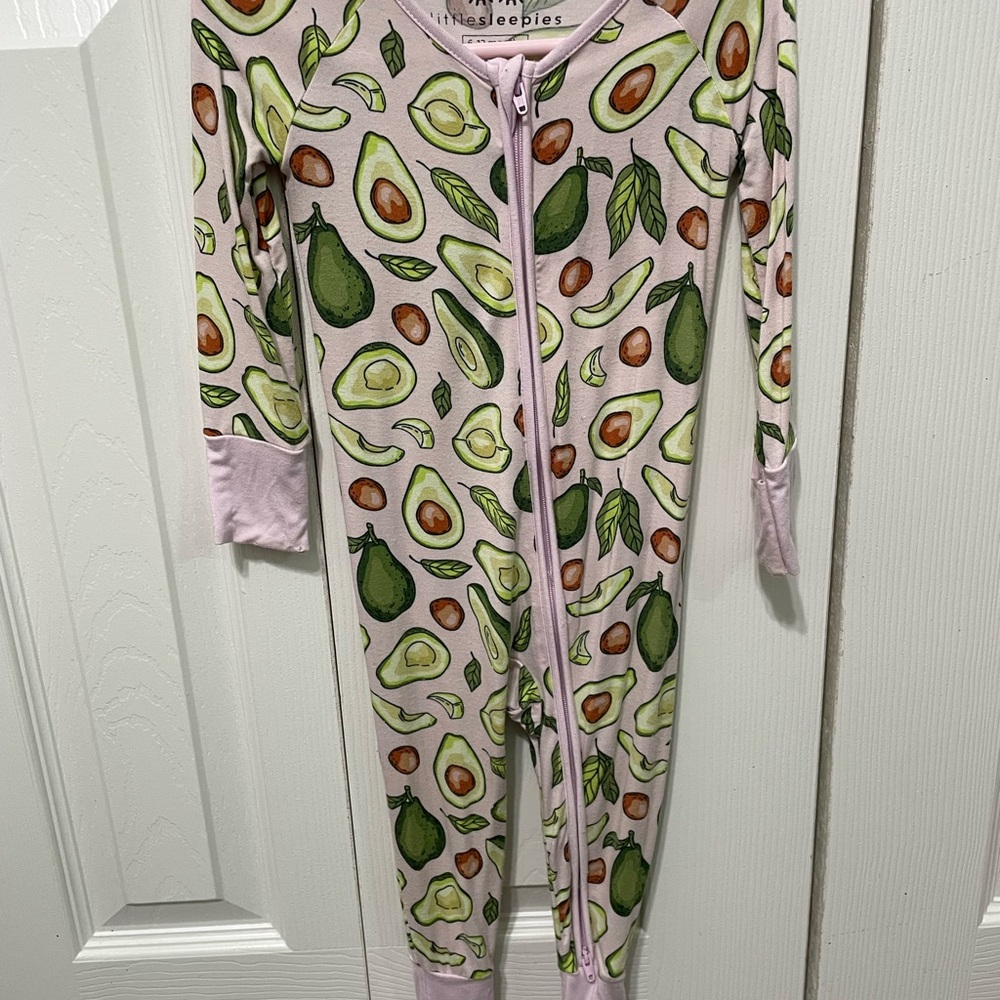 Little Sleepies Pink and Green Avocado Footies Pajamas